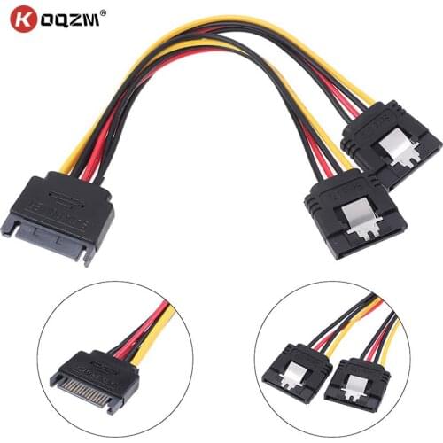 1Pc SATA Power 15-pin Y-Splitter Cable Adapter Male to Female for HDD Hard Drive