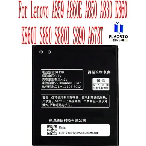 100% Brand new High Quality 2250mAh BL198 Battery For Lenovo A859 A860E A850 A830 K860 K860I S880 S880I S890 A678T Mobile Phone