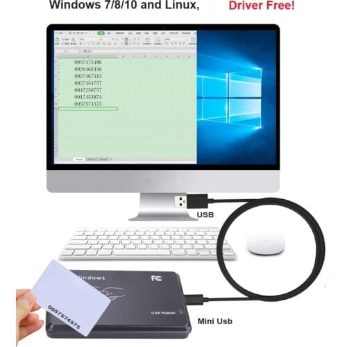 13.56Mhz Plug and Play RFID IC Reader USB Proximity Sensor Smart Card Reader Support Window Linux