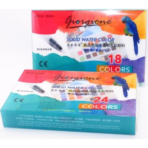 18 Colors 24 Colors Solid Watercolor Paint Set with Water Paint Brush