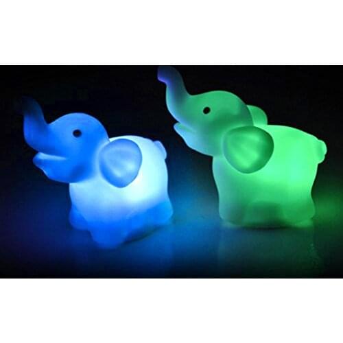 2 Pcs LED Toys Changing Colors Couple Elephant Shape Lovely Bedroom decoration Romantic Colorful Light Wedding Party Decor