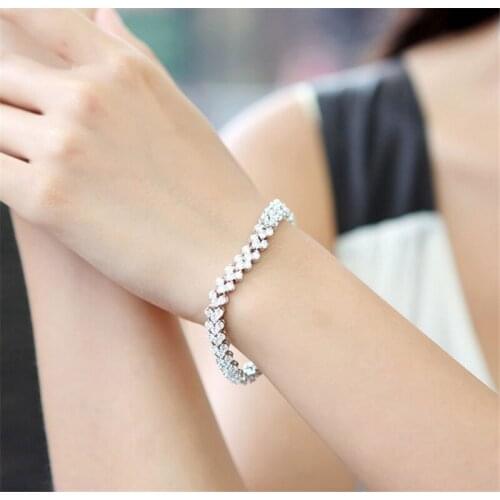 Charmhouse Crystal Bracelet 8mm Wide Zirconia Chain Bracelets & Bangles Wristband Pulseira Femme Wedding Bridal Jewelry Bijoux