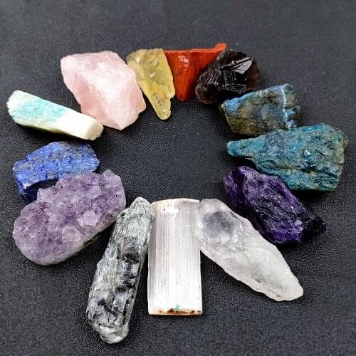 35-50mm Reiki Healing Chakra Stone Beads No Hole Specimen Rock Crystal Mineral Real Natural Kyanites Amethysts Pink Quartz Beads