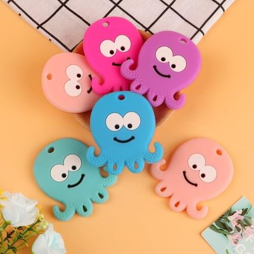 Kovict 5/10pcs Silicone Teether Octopus Animals Food Grade Silicone DIY Pacifier Chain Accessories Chewable Nursing Baby Toys