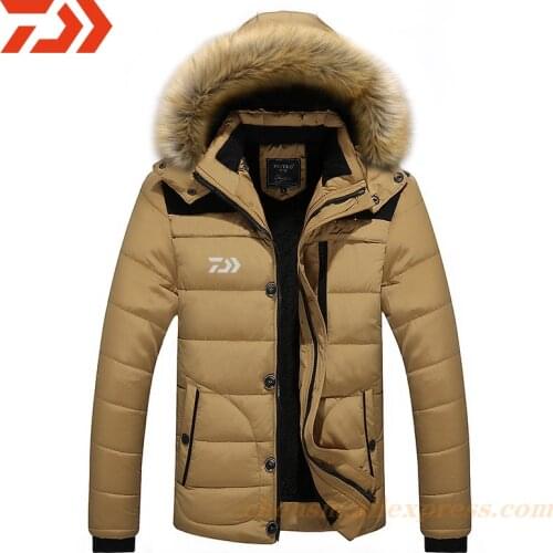 Daiwa Jacket Men Women Plus Velvet Warm Thick Windproof Fishing Jacket 2021 Winter Outdoor for Sports Fishing Clothing Plus Size