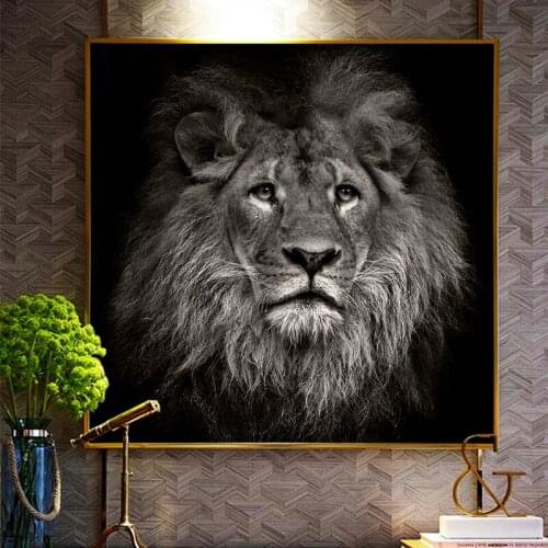Decorative Head Lion Africa wild Animal Oil Painting on Canvas Posters Prints Cuadros Wall Art Pictures For Living Room
