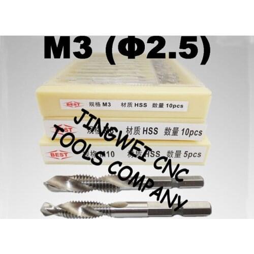 HSS combined tap and drill M3 Combination drill tap with hex shank