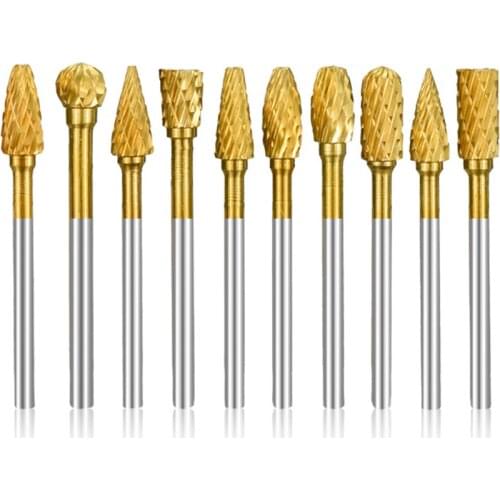 Tungsten Carbide Milling Cutter 1/8" Shank Rotary Tool Burr Double Diamond Cut for Rotary Dremel Tools Electric Grinding