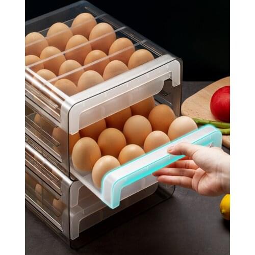 Egg Carton Refrigerator Fresh-keeping Storage Box with Double Layer Stackable Drawer Type Anti-fall And Breathable