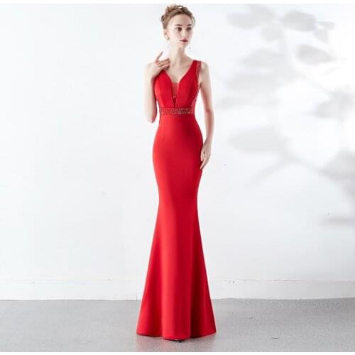 Red Mermaid Chinese New Year Dress Married Oriental Style Wedding Evening Dresses Long Sexy Plus Size Women Clothing Party Gowns