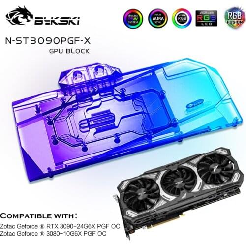 Bykski GPU Cooler For Zotac RTX3090 24G 6X PGF Graphics Card Water Block, RGB M/B SYNC, N-ST3090PGF-X