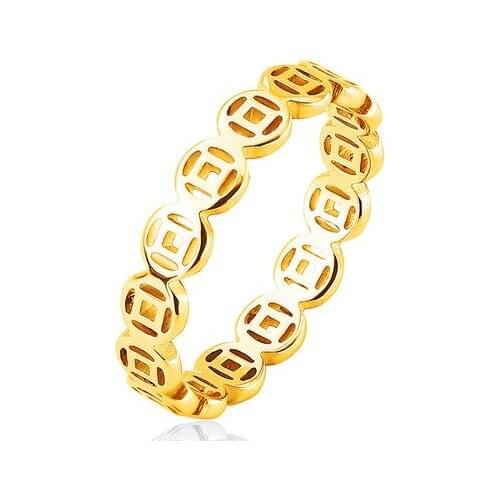 Gold Color Hollowed-out Copper Cash Shape Design Cute Fashion Coins Jewelry for Women Girl Child Gifts