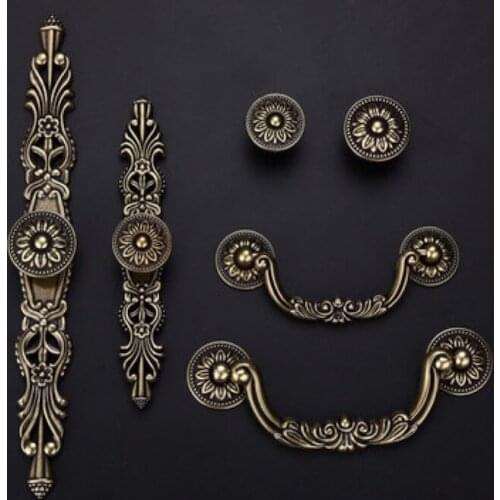 Metal pull handles knob green copper color anodize for furniture door drawer cupboard cabinet closet wardrobe bedstand archaize