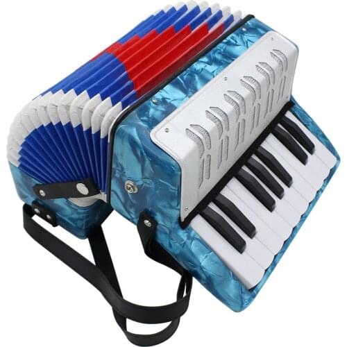 Mini Small 17-Key 8 Bass Accordion Educational Musical Instrument Toy 4 Colors for Kids Children Amateur Beginner Christmas Gift