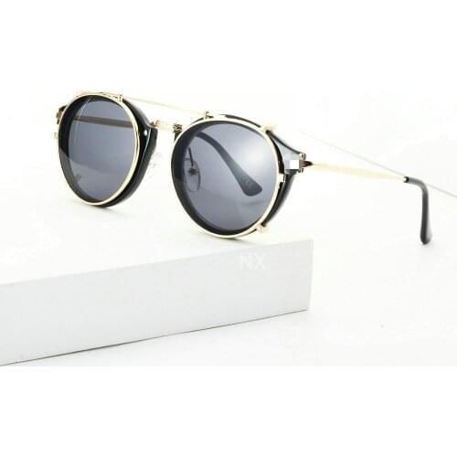 2019 Quality Women Men Set Mirror Metal Punk Optical Myopia Glasses Frame with Magnet Fashion Hip Hop Men Sunglasses Clip NX