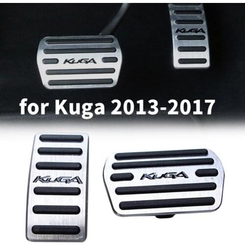 Pedal Covers for Ford Escape Kuga 2013-2017 Car Gas Brake Pedal Pads No Drill Anti-Slip with Rubbers Aluminum