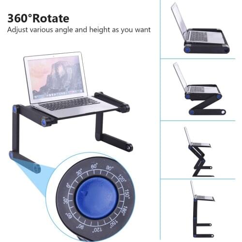 Desk Stand Foldable Adjustable Aluminum Portable Laptop Stand Work Study TV Lightweight Ergonomic Bed Lap Tray Large Cooling Fan