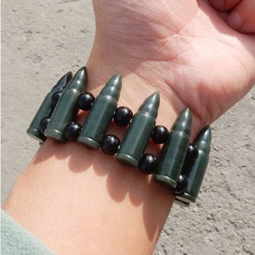 Natural Hetian jade Hand chain black jade bullet shape bracelet