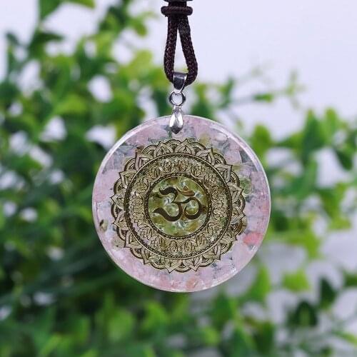 Orgonite Energy Pendant Pink crystal The Soul Bring Lucky Reiki Stone Pendant Necklace Glamour Jewelry For Woman