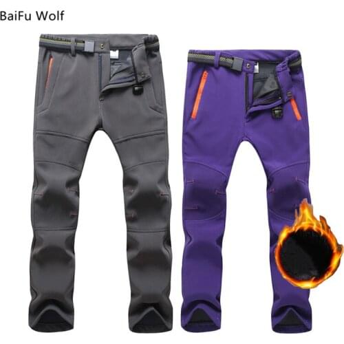Autumn Winter Softshell Hiking Pants Windproof Waterproof Fleece Warm Pants Outdoor Sports Women Men Plus Size S-3XL Trousers