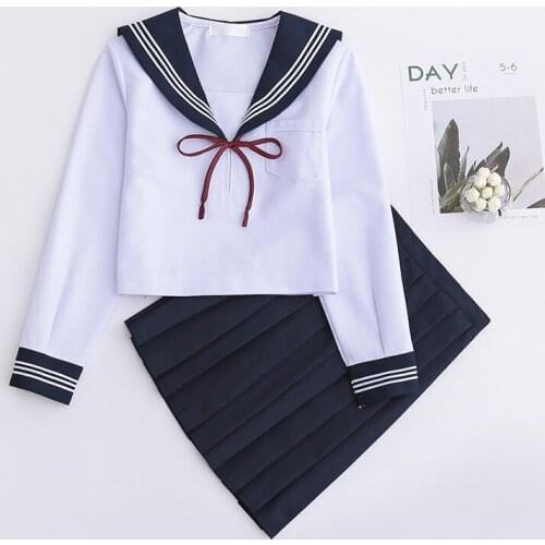 Autumn Winter Sweater School Suit Soft Girls JK Uniforms Sailor Cosplay Costumes Women Blouse Pleated Skirt Suit B65294AD