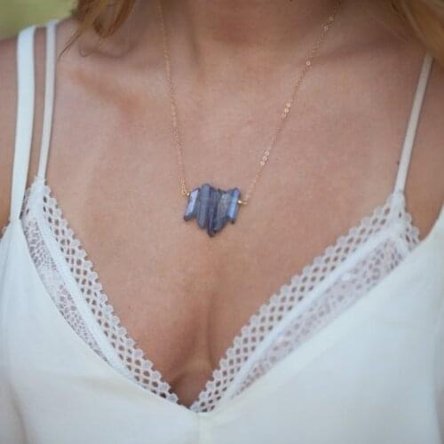 Raw Crystal Point Necklace Gold Spike Necklace Healing Crystal Necklace