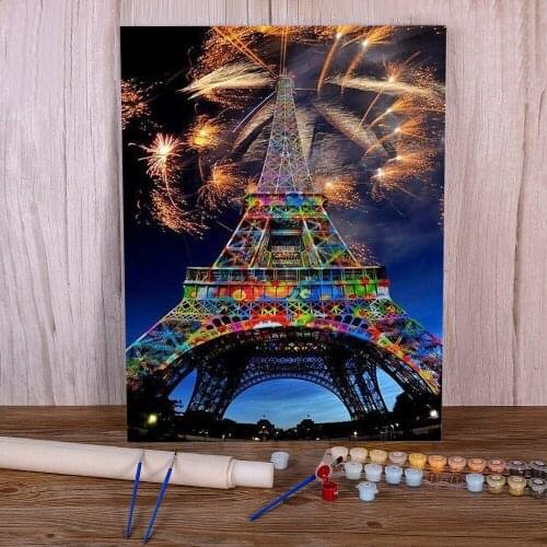 Landscape Paris Tower Paint By Numbers Set Acrylic Paints 40*50 Paiting By Numbers Home Decor Crafts For Adults For Wholesale