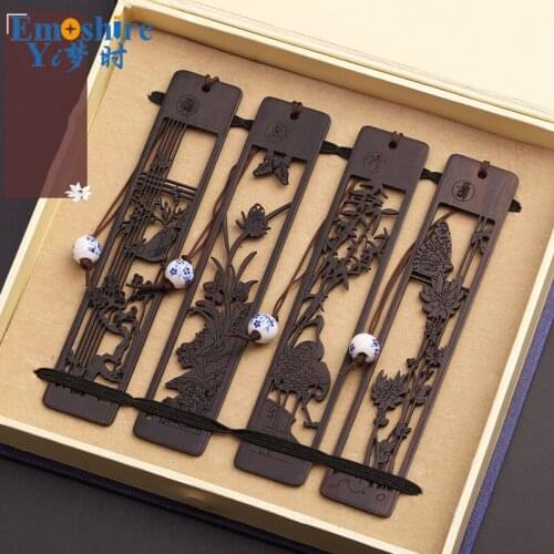 Hollow Bookmark Ancient Redwood Bookmark Set Ebony Wooden Retro Chinese Creative Gift Custom Wood Bookmark M046