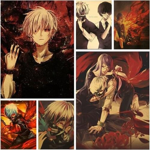 Japanese Anime Tokyo Ghoul Poster ​Vintage Posters Kraft Paper Poster Retro Manga Wall Decor Anime Stickers Bedroom Decoration