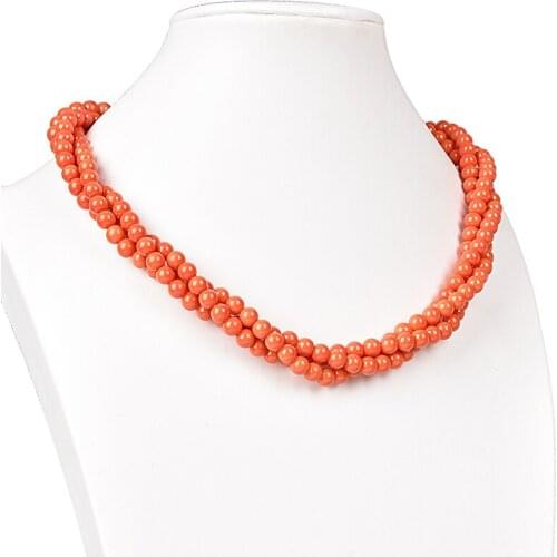 Size For 6mm Orange Imitation Red Coral Maiking For Diy Elegant Necklace 18inch Generous Women Gifts H177