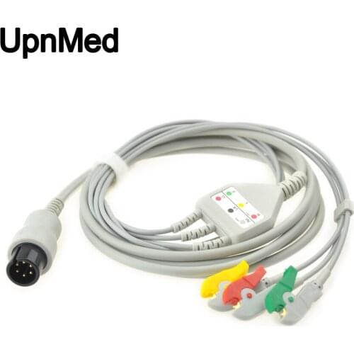 Compatible Universal/Normal 6pin one piece 3 lead ecg cable with Clip,IEC