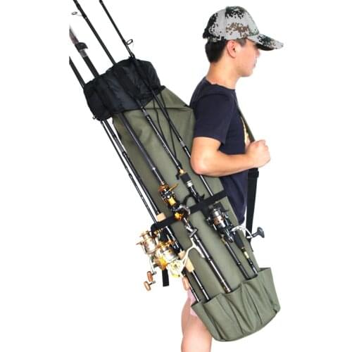 Fonoun Fishing Rod Bag Cylindrical Large Storage Space Multiple Pockets Waterproof FNF86
