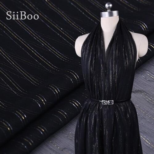 Super soft breathable 6mm metallic stripe georgette100% pure silk fabric for summer dress scarf tissu de soiree tissus SP5895