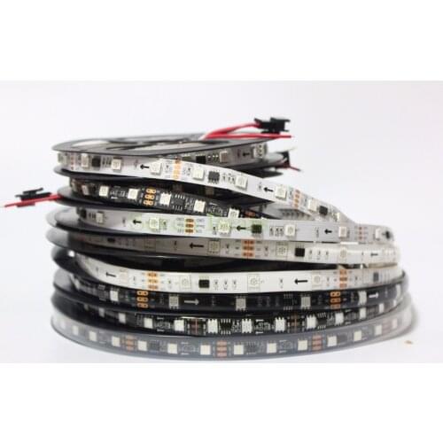 DC12V WS2811 led strip 5m 30/48/60 leds/m,IP30/65/67,10/16/20 pcs ws2811 ic/meter, Black PCB, 2811 led strip Addressable Digital