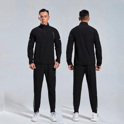 Reflective Running Tracksuits Mens Jogging Sets Zipper Basketball Soccer Shirts Pants Gym Tights Husband Sport Training Clothes