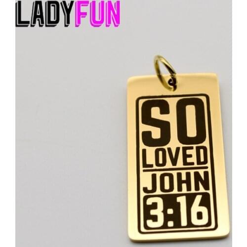 So Loved John 3:16 Charm Stainless Steel Charms High Polish Mirror Surface Pendant