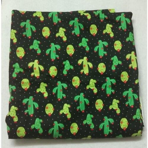 50x105cm Black Polka Dot Green Cictus Printed Cotton Fabric Dot Fabric Patchwork Cloth Home Decor