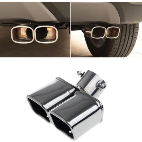 Universal Stainless Steel Car Rear Round Exhaust Dual Pipe Tail Throat Muffler R3MD