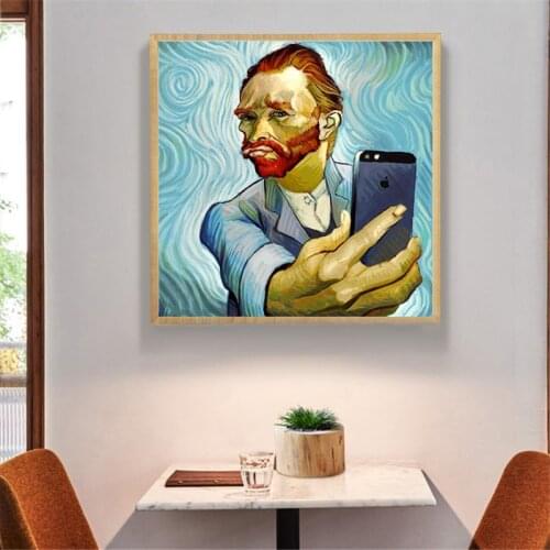 Van Gogh Selfie By phone Funny Canvas Paintings Abstract Wall Art Posters And Prints Portrait Of Van Gogh Pictures Home Decor