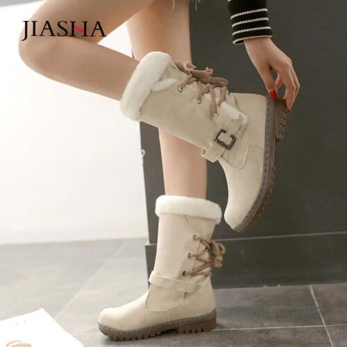 Women Shoes Winter Boots Warm Snow Boots Buckle Match Solid winter Boots Shoes High Quality Girls Hot Sale Winter Boots