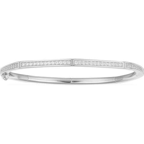 SLJELY Luxury Brand Pure 925 Sterling Silver Geometric Octagonal Bangle Micropave Cubic Zirconia Women Fashion Bracelet Jewelry