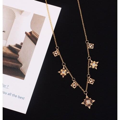 Gold Chain Multi-star Diamond Pendant Choker Necklace Women Temperament Statement Collares Bohemian Beach Jewelry Gift