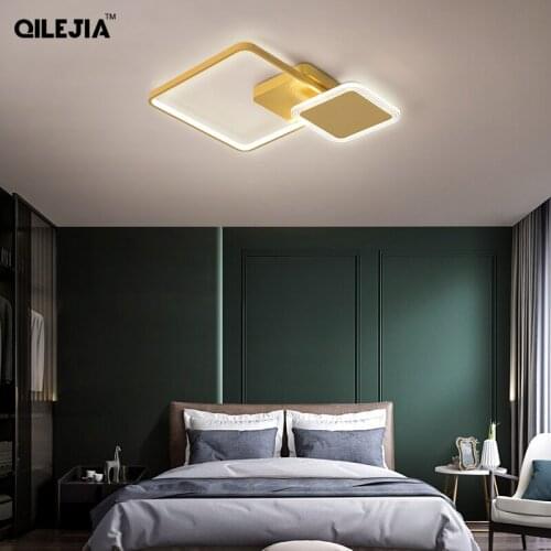 Gold Aluminum Acrylic Lamps Modern Led Chandelier Lights For Living Room Study Bedroom Indoor Deco Lighting Luminaire Fixtures