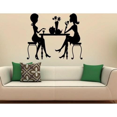 ZOOYOO Girls Silhouette Wall Sticker Home Decor Living Room Bedroom Wall Art Murals Removable Wall Decals Decoration