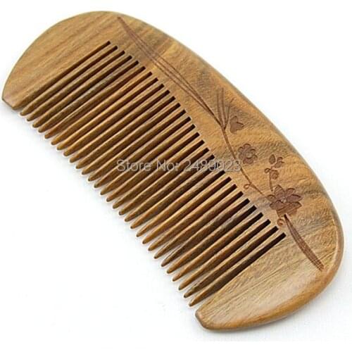 1pcs High-Quality Carve flower Sandalwood Anti Static Pocket Hair Wooden Comb Beard Combs Random Delivery