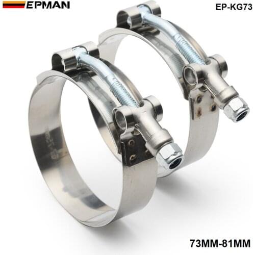 2PCS 2.75"INCH (73MM-81MM) SILICONE TURBO HOSE COUPLER T BOLT SUPER CLAMP KIT EP-KG73