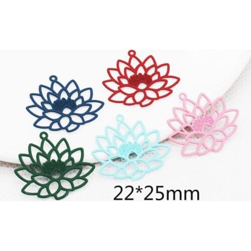 20pcs/Lot Spray Lacquer Flower Filigree Stamping Charms Diy Jelwery Earring Bracelet Accessories Findings 22*25mm