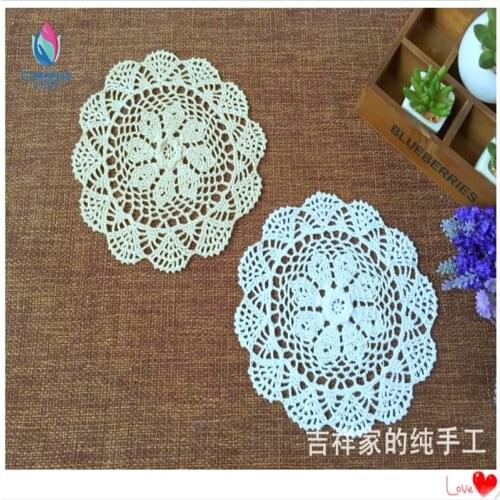 2016 zakka new arrival 22cm round 6 pic/lot cotton crochet lace doilies with 3D flowers coaster felt for home decoraion