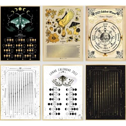 Calendar 2021 Lunar Phases Calendar Art Canvas Painting Moon Calendar Modern Posters And Prints Black White Picture Home Decor