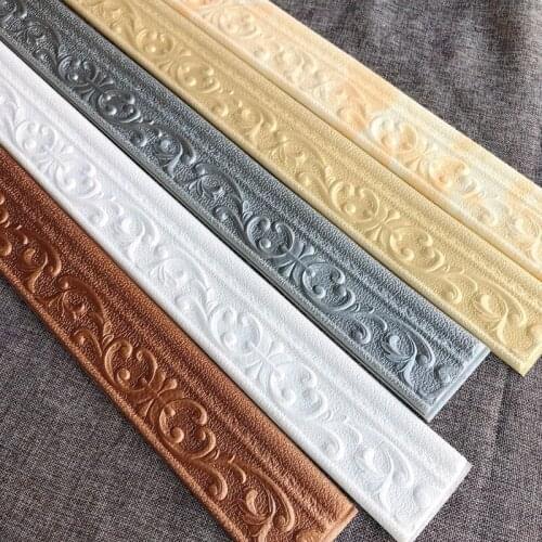 3D Foam Wall Decorative Stickers TV Background Wall Border Sealing Strip Self-adhesive Waistline Stickers Waterproof 2.3m*8cm